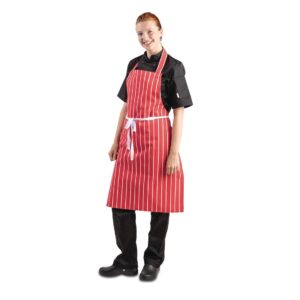 Whites Bib Apron  Red And White Stripe