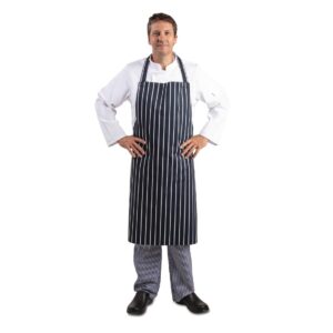 Whites Butchers Apron   Navy Stripe Extra Large