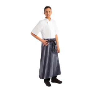 Whites Butchers Waist Apron  Navy Stripe XL