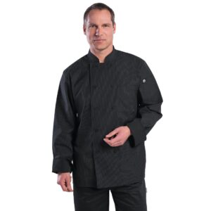 Chefs Works Carlisle Executive Unisex Chefs Jacket Black Pinstripe