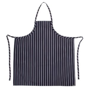 Chef Works Premium Woven Bib Apron Navy and White Stripe