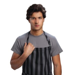 Chef Works Urban Chesapeake Wide Stripe Bib Apron Black