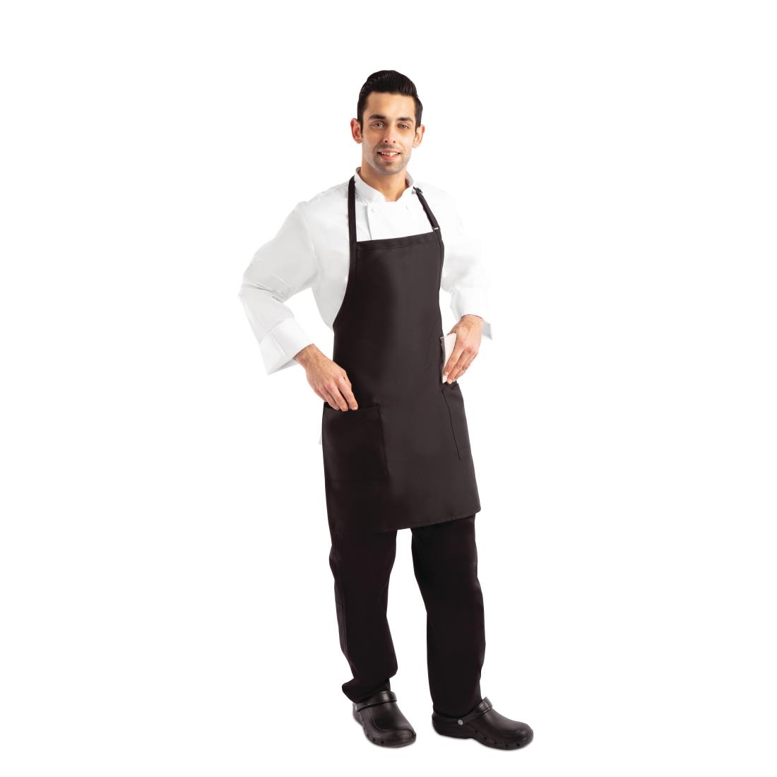 Chef Works Two Patch Pocket Bib Apron Black - Image 5