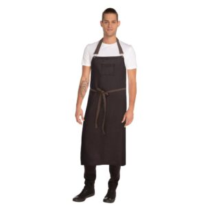Chef Works Urban Wet Look Boulder Bib Apron Black and Brown