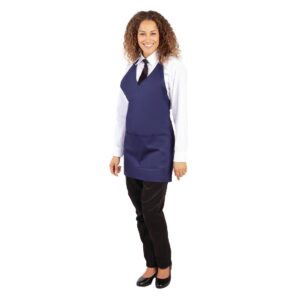 Whites V Neck Service Apron Navy Blue