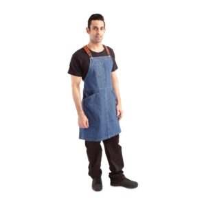 Chef Works Urban Berkeley Denim Brace Bib Apron Medium Blue