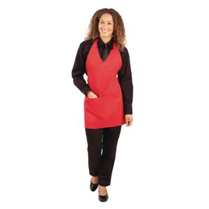 Whites V Neck Service Apron Red