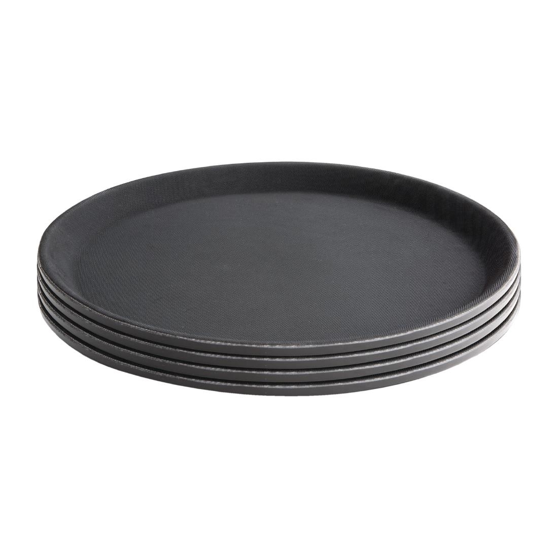 Olympia Kristallon Polypropylene Round Non-Slip Tray Black 280mm