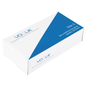 Vogue Powdered Vinyl Gloves Blue Large (Pack of 100)