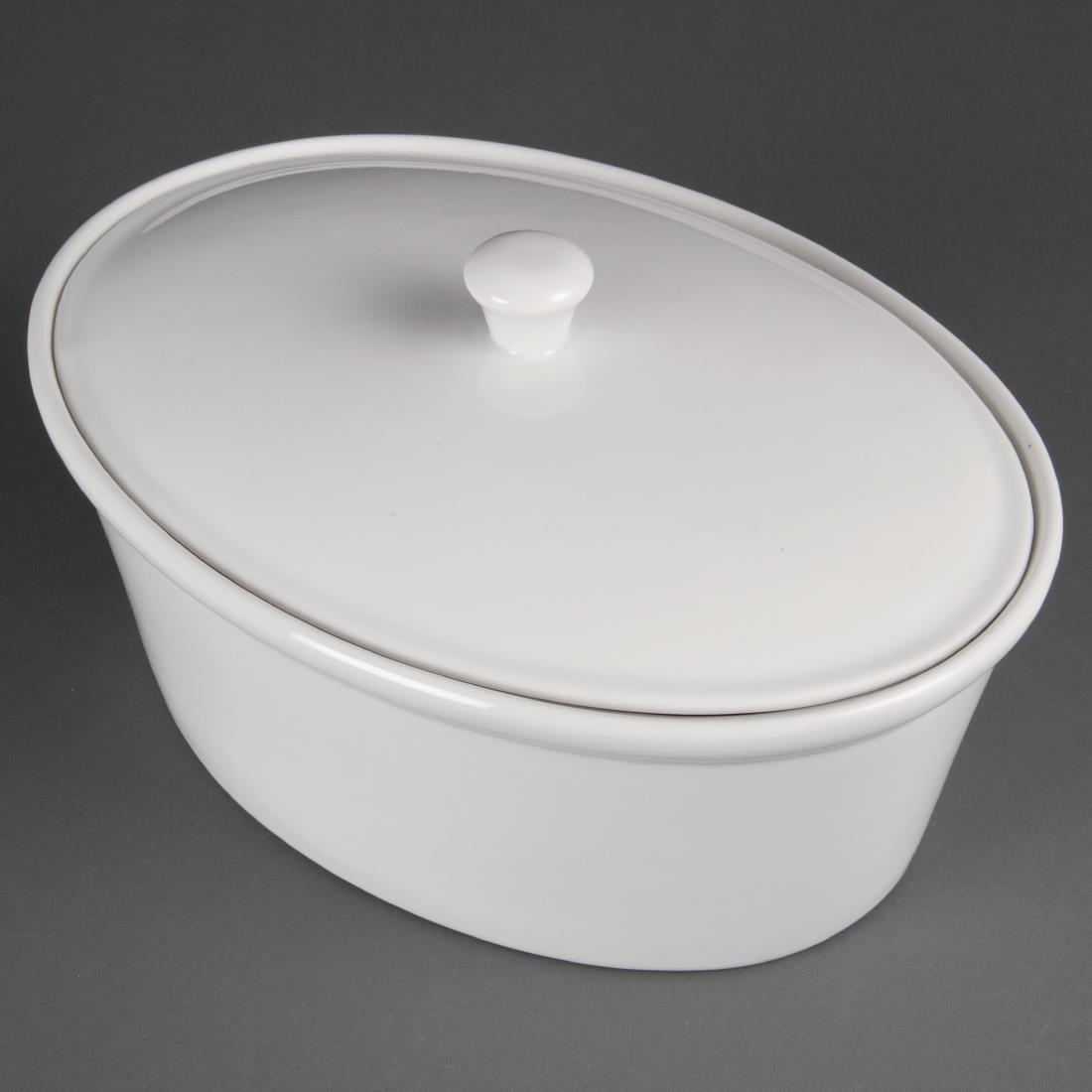 Olympia Whiteware Oval Casserole Pot 3.2Ltr