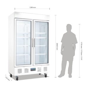 Polar G-Series Upright Double Door Display Fridge 944Ltr White