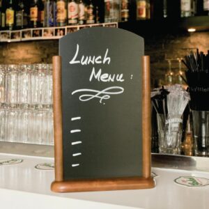 Securit Pillared Table Top Blackboard 410 x 265mm Mahogany