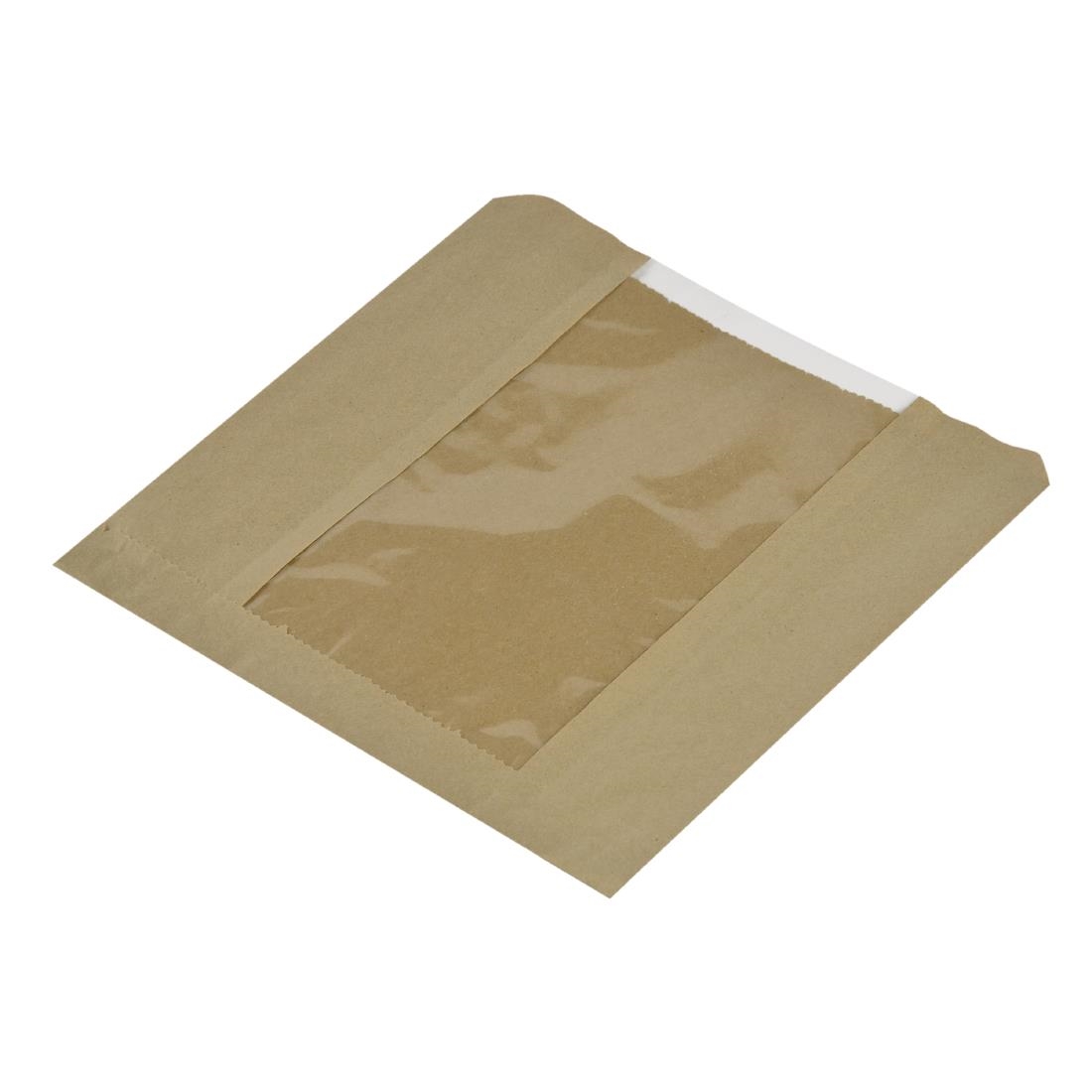 Vegware Compostable Kraft Sandwich Bags with NatureFlex Window Small (Pack of 1000) - Image 2