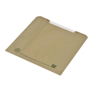 Vegware Compostable Kraft Sandwich Bags with NatureFlex Window Small (Pack of 1000)