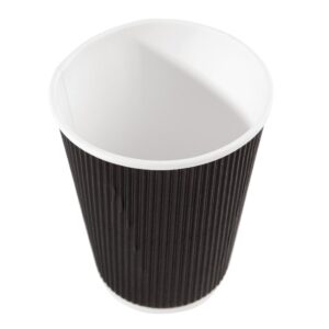 Fiesta Disposable Coffee Cups Ripple Wall Black 340ml / 12oz (Pack of 25)