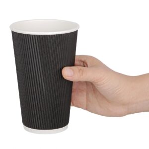 Fiesta Ripple Wall Takeaway Coffee Cups Black 455ml / 16oz (Pack of 25)