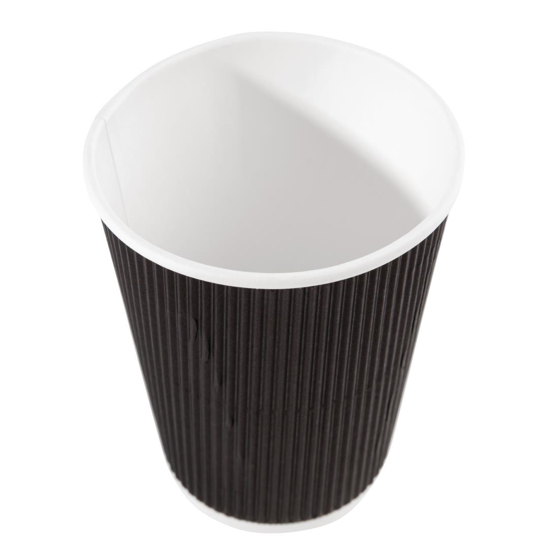 Fiesta Disposable Coffee Cups Ripple Wall Black 340ml / 12oz (Pack of 500)