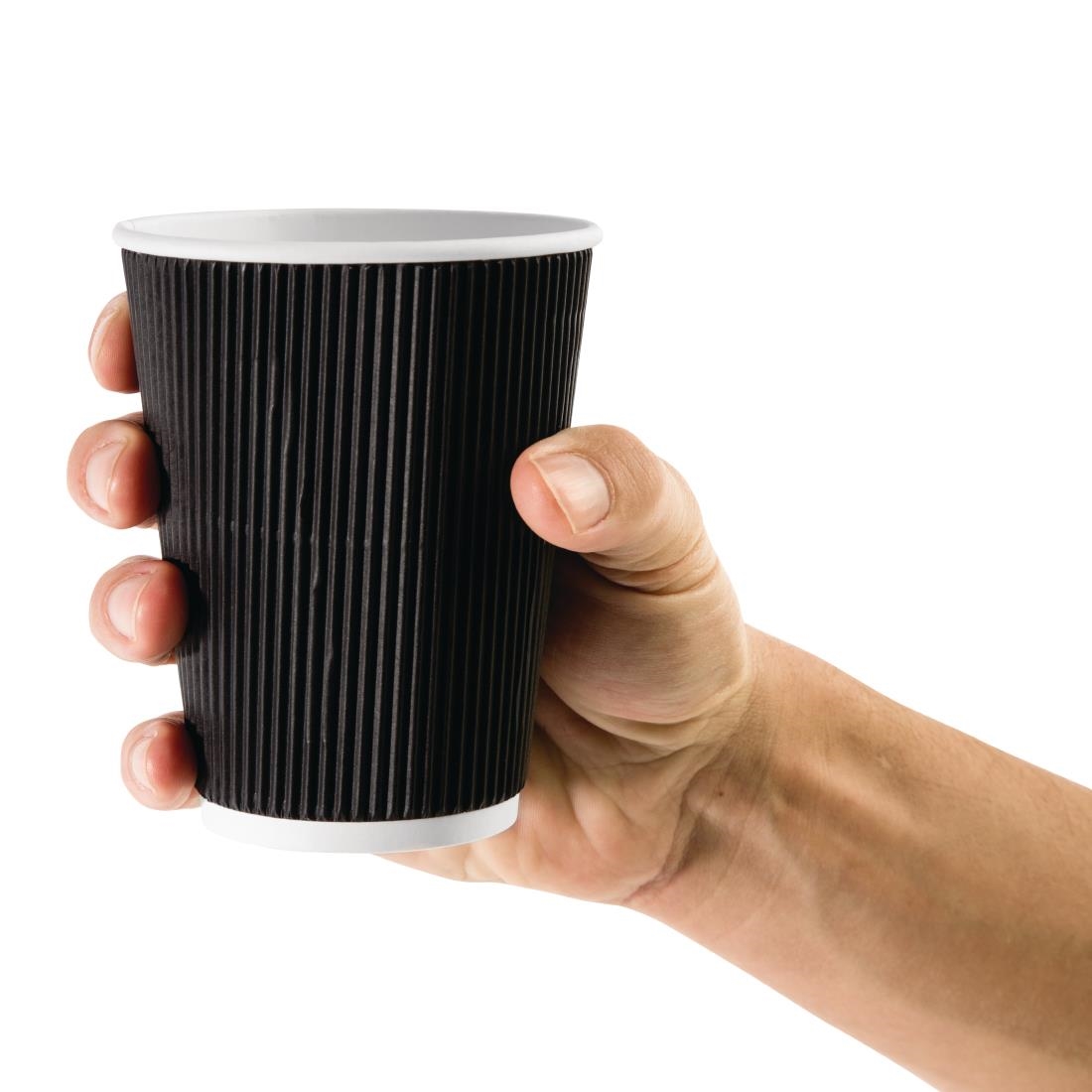 Fiesta Disposable Coffee Cups Ripple Wall Black 340ml / 12oz (Pack of 500) - Image 2