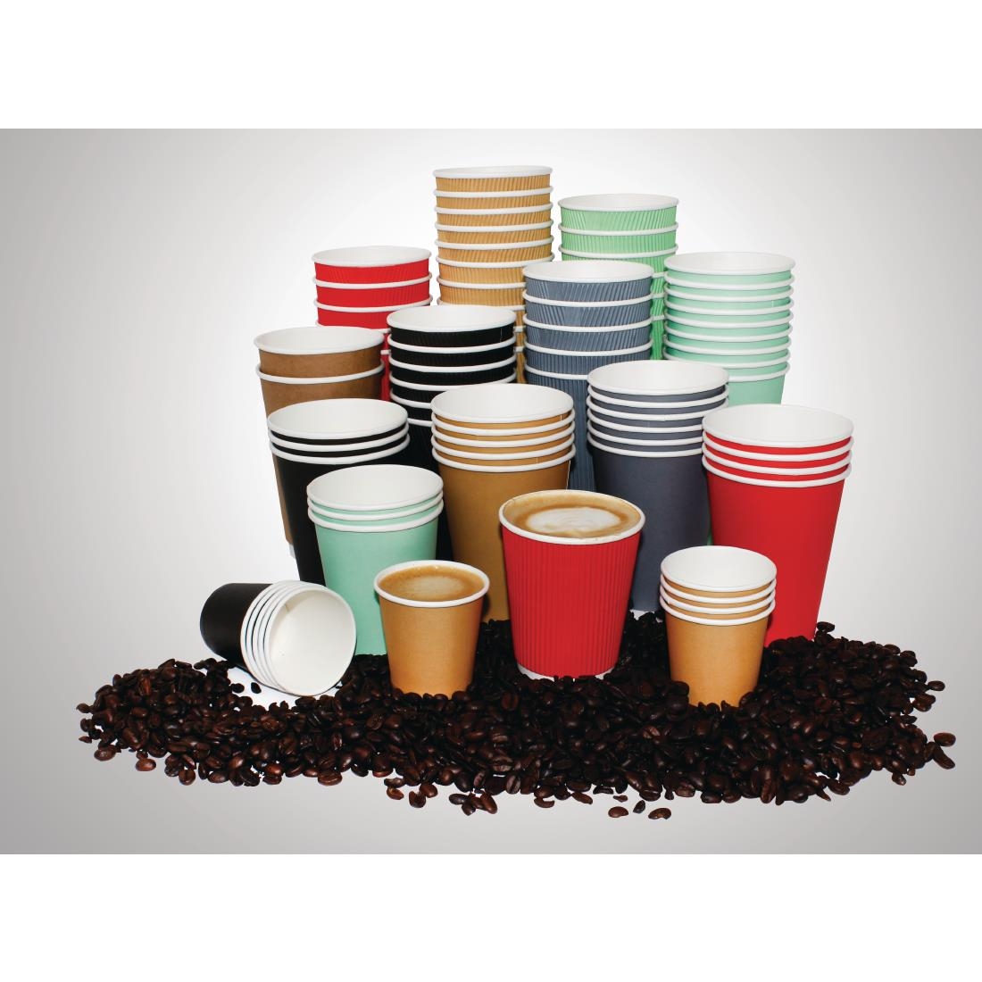 Fiesta Disposable Coffee Cups Ripple Wall Black 340ml / 12oz (Pack of 500) - Image 6