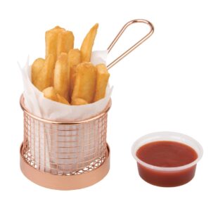 Olympia Round Chip Presentation Basket With Handle Copper