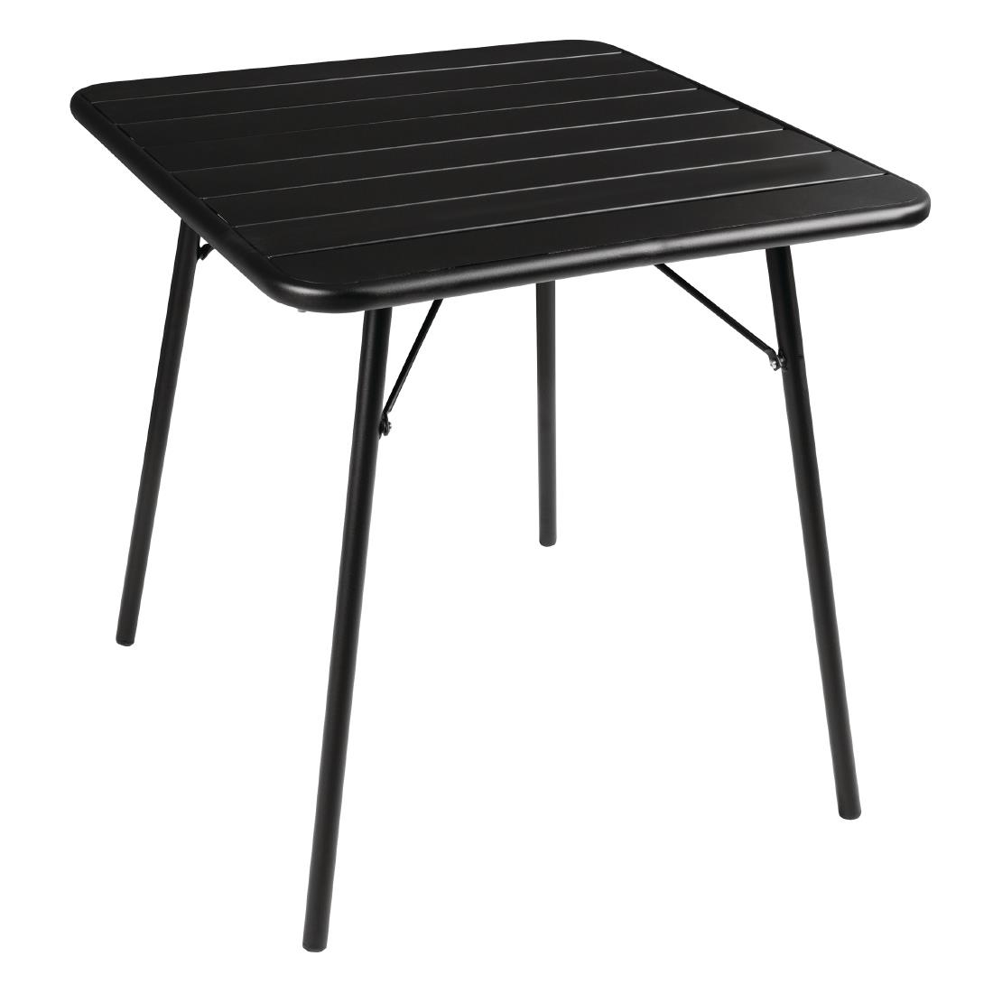 Bolero Square Slatted Steel Table Black 700mm - Image 5