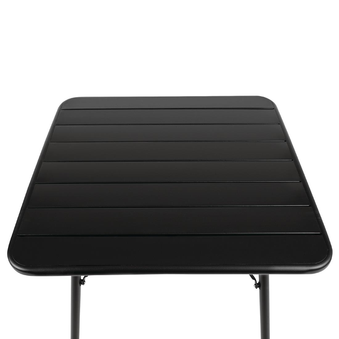 Bolero Square Slatted Steel Table Black 700mm - Image 2