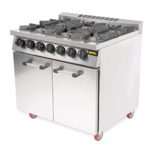Buffalo 6 Burner Oven Range with Castors