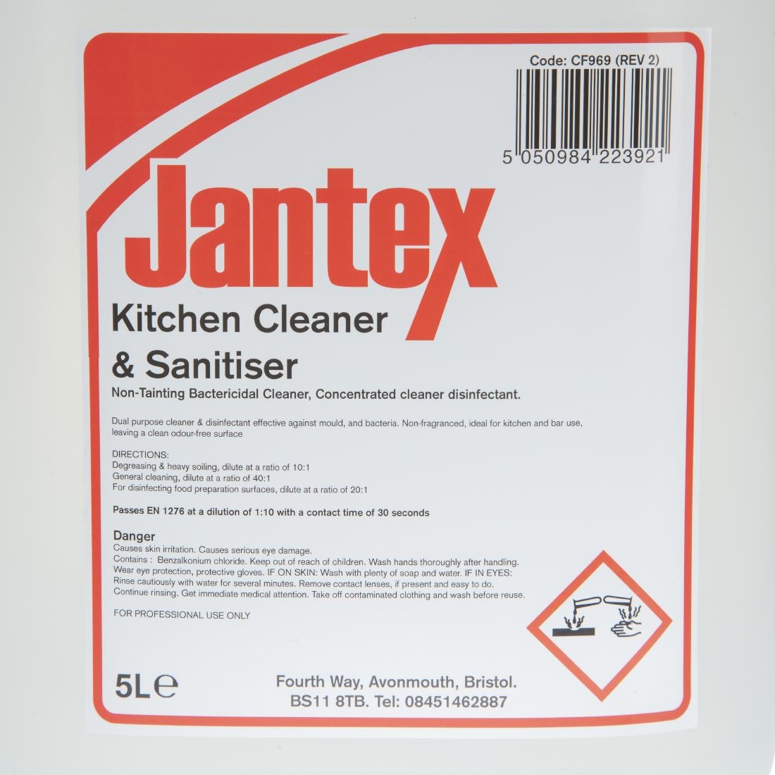 Jantex Kitchen Cleaner and Sanitiser Concentrate 5Ltr (Twin Pack) - Image 3