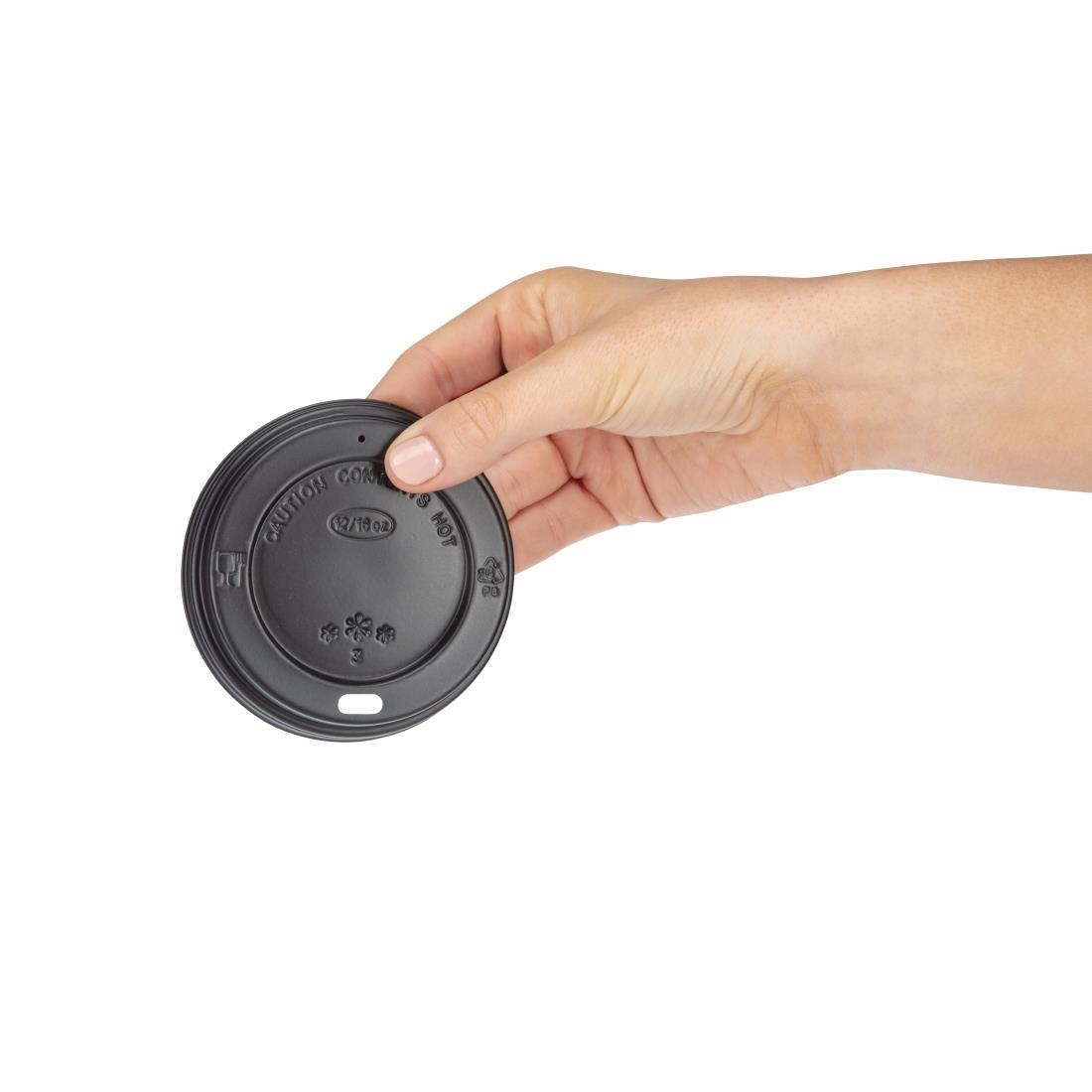 Fiesta Disposable Coffee Cup Lids Black 340ml / 12oz and 455ml / 16oz (Pack of 50) - Image 2