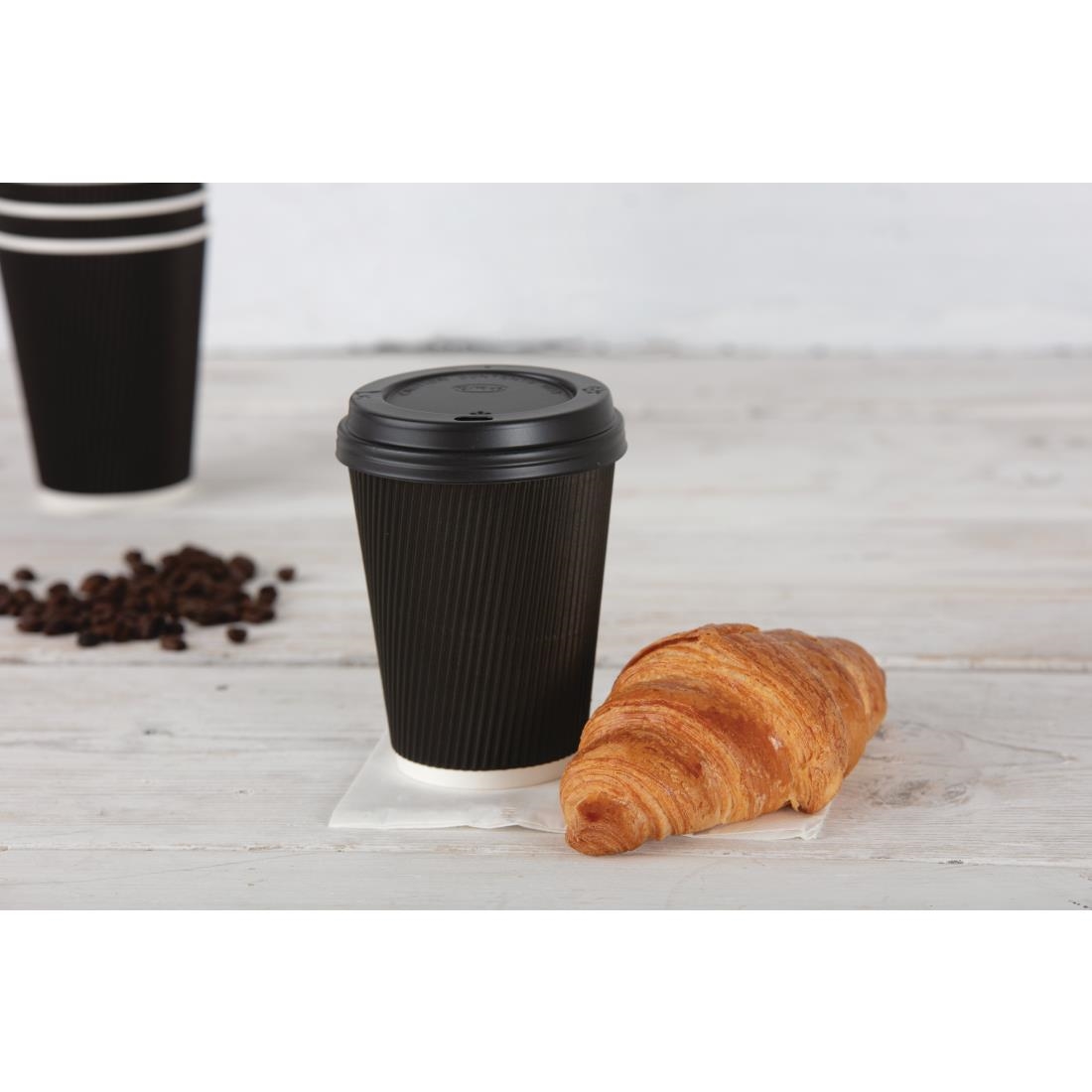 Fiesta Disposable Coffee Cup Lids Black 340ml / 12oz and 455ml / 16oz (Pack of 50) - Image 3