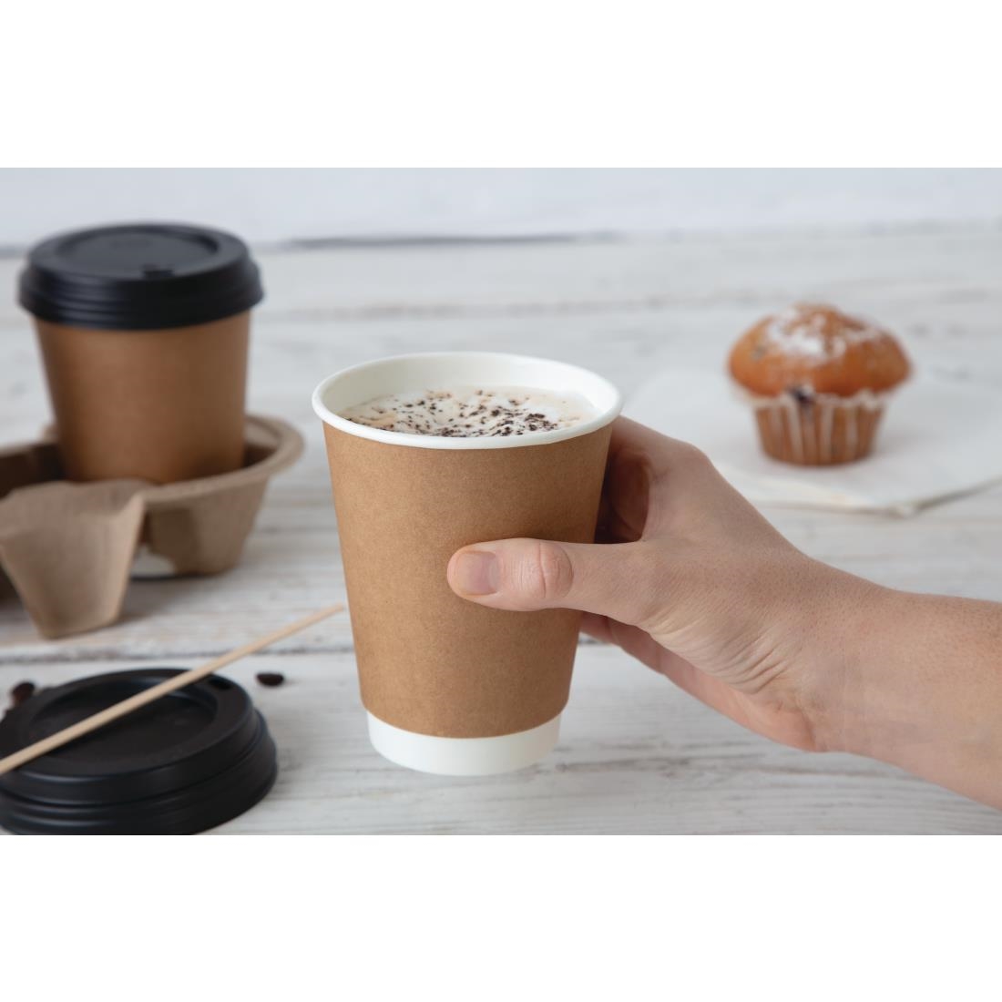 Fiesta Disposable Coffee Cup Lids Black 340ml / 12oz and 455ml / 16oz (Pack of 50) - Image 5
