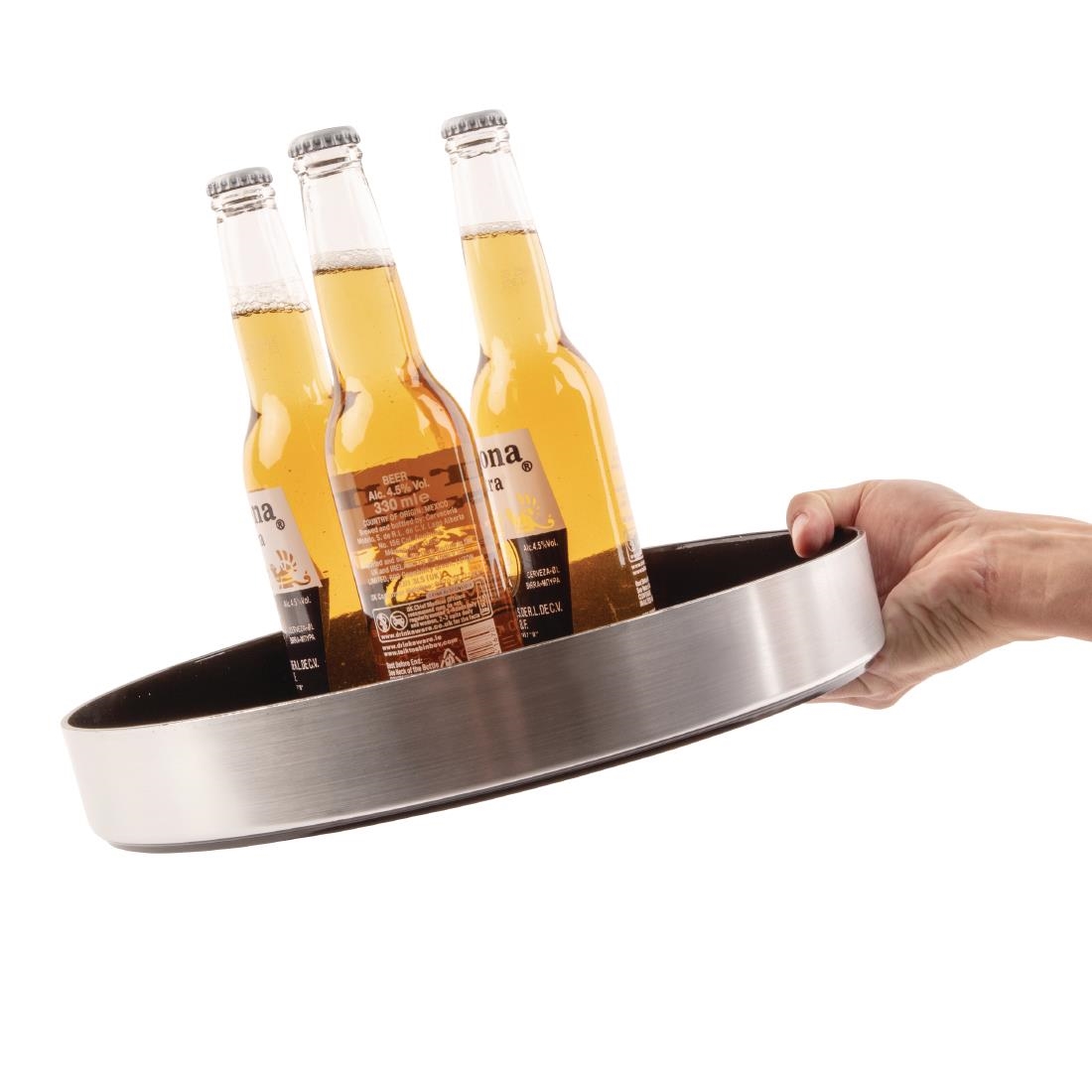 Olympia Aluminium Round Non-Slip Drinks Tray 330mm - Image 3