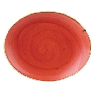 Churchill Stonecast Oval Coupe Plate Berry Red 192mm (Pack of 12)