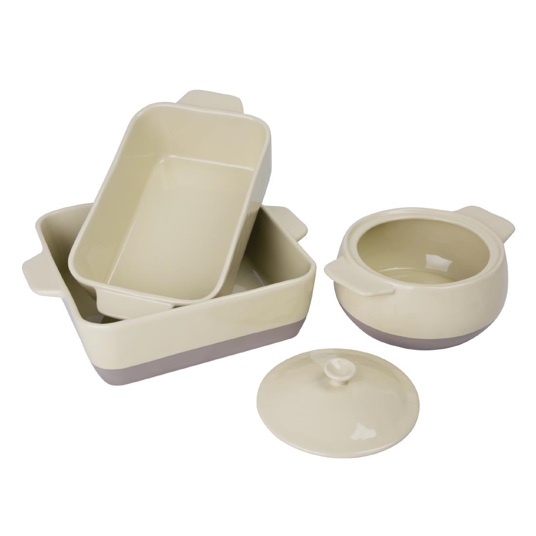 Olympia Cream And Taupe Ceramic Roasting Dish 2.5Ltr - Image 2