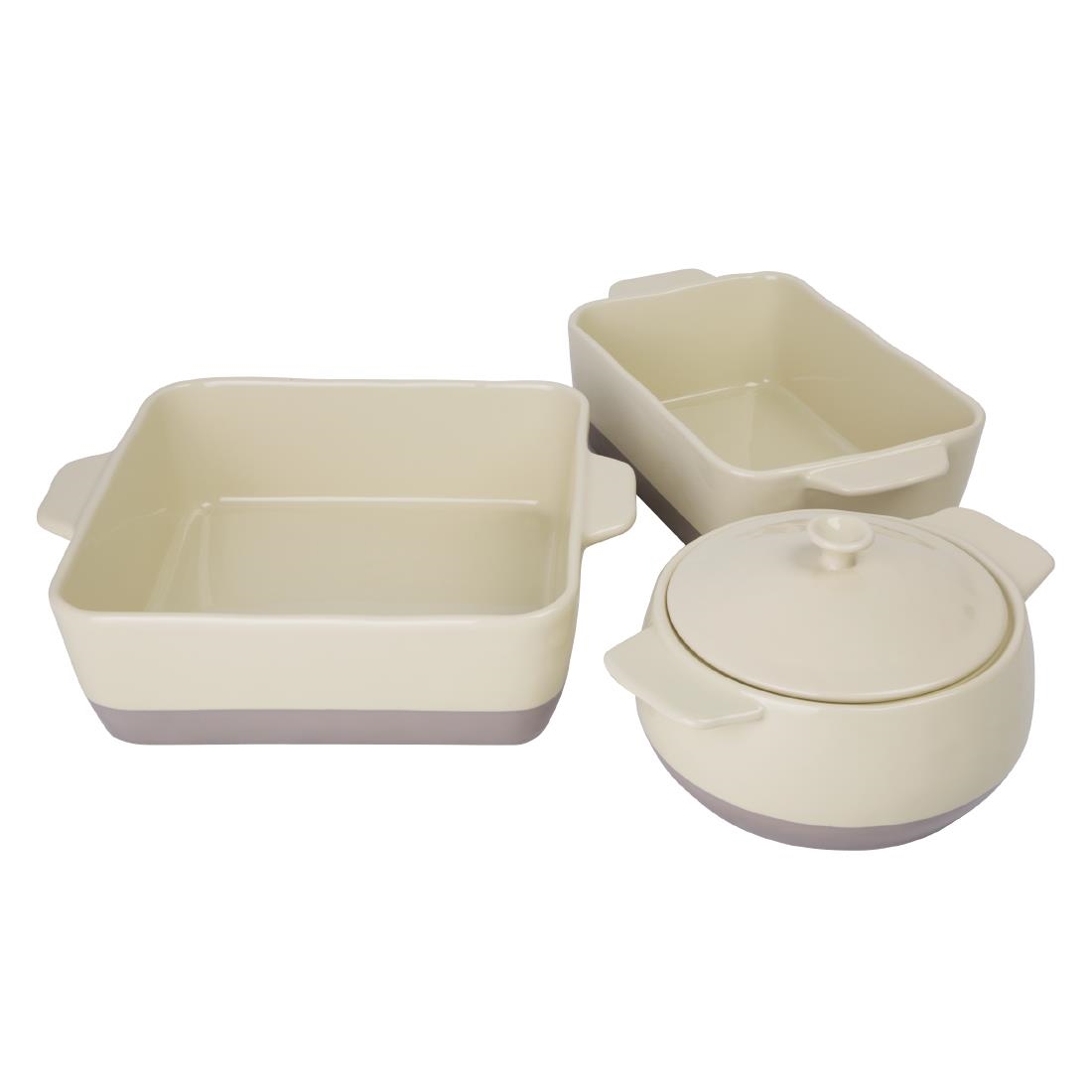 Olympia Cream And Taupe Ceramic Roasting Dish 2.5Ltr - Image 3