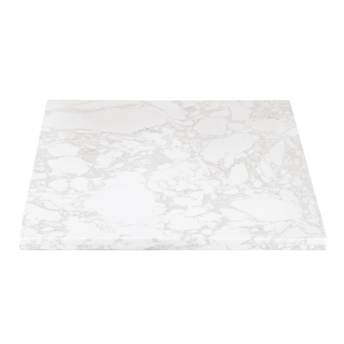 Bolero Square Marble Effect Table Top White 600mm - Image 2