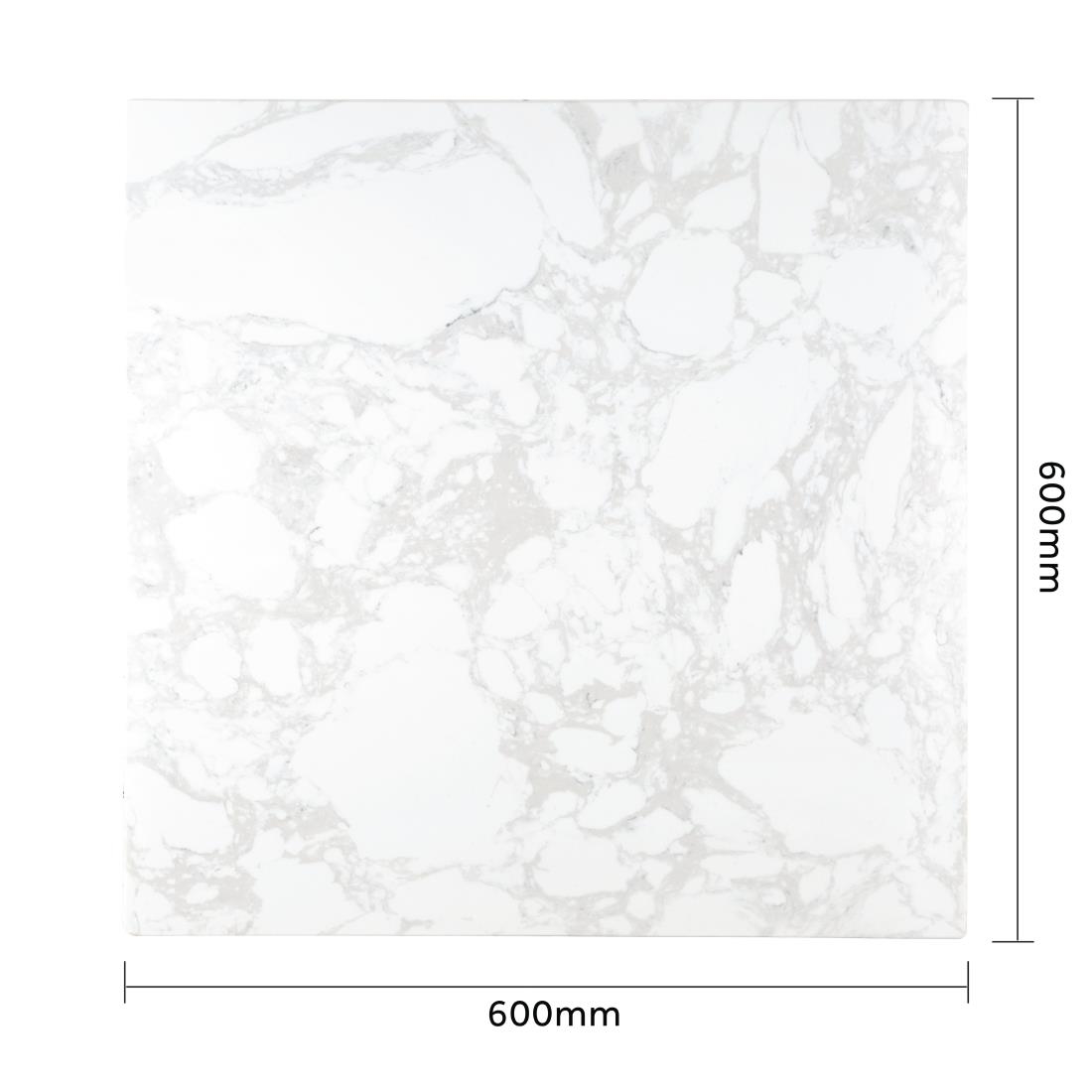 Bolero Square Marble Effect Table Top White 600mm - Image 4