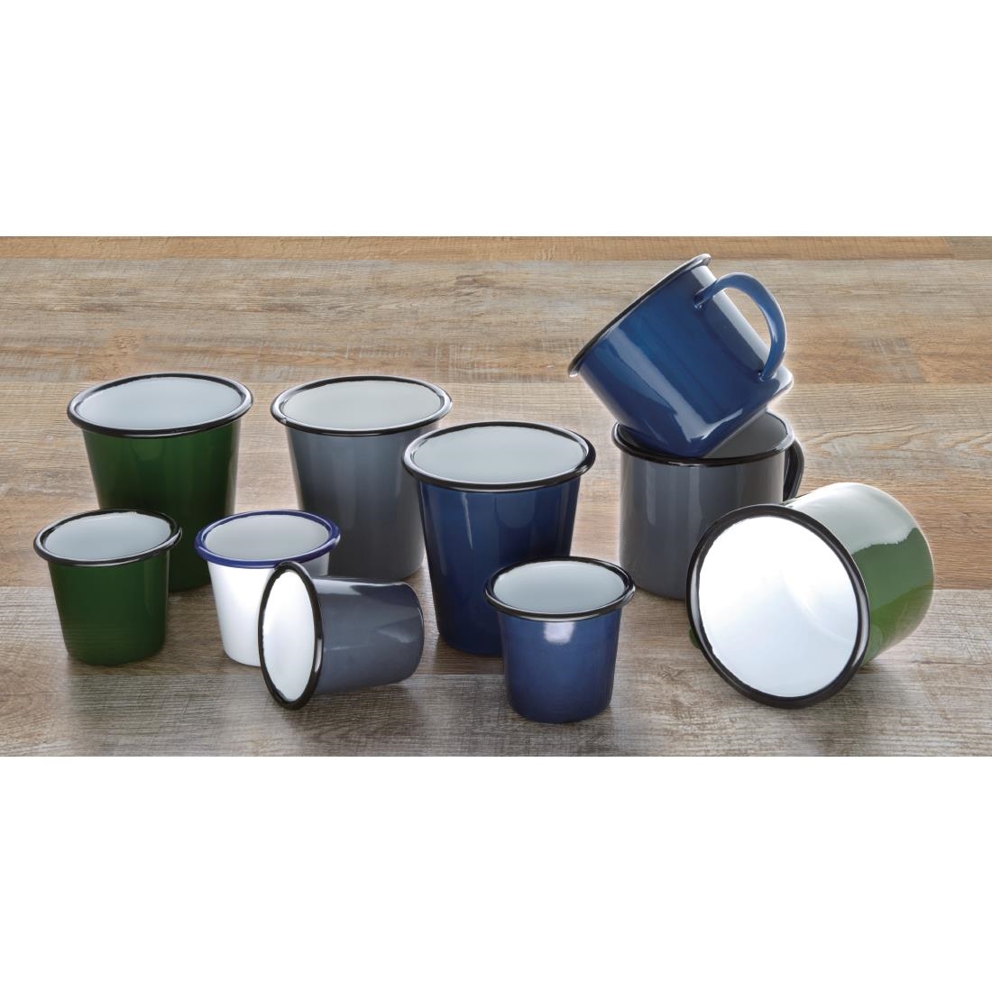 Olympia Enamel Sauce Cup Grey and Black (Pack of 6) - Image 3
