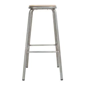 Bolero Galvanised Steel High Stools with Wooden Seatpad (Pack of 4)