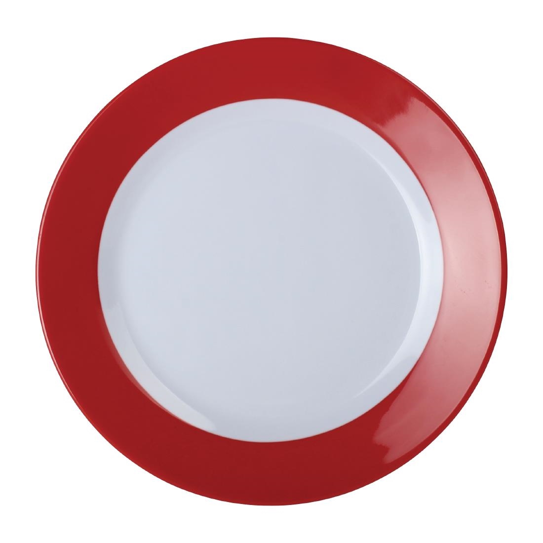 Olympia Kristallon Gala Colour Rim Melamine Plate Red 260mm (Pack of 6) - Image 4