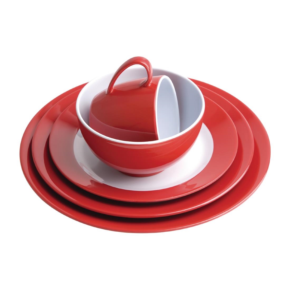 Olympia Kristallon Gala Colour Rim Melamine Plate Red 260mm (Pack of 6) - Image 2