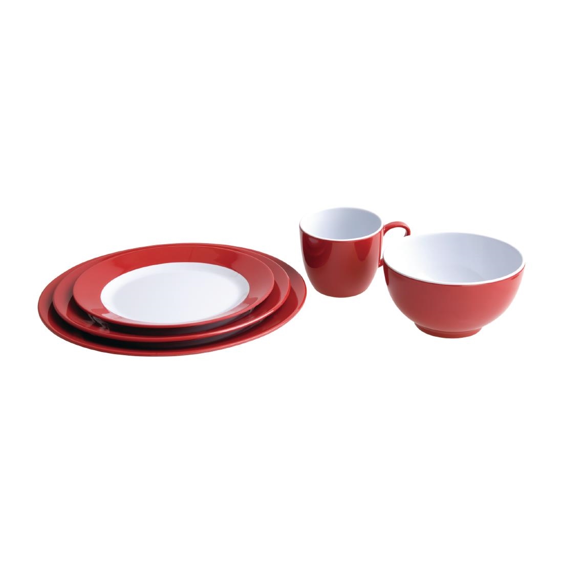 Olympia Kristallon Gala Colour Rim Melamine Plate Red 260mm (Pack of 6) - Image 3