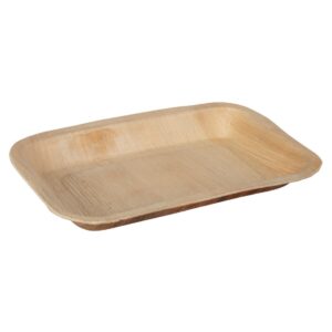 Fiesta Green Biodegradable Deep Palm Leaf Plates Rectangular 250mm (Pack of 100)