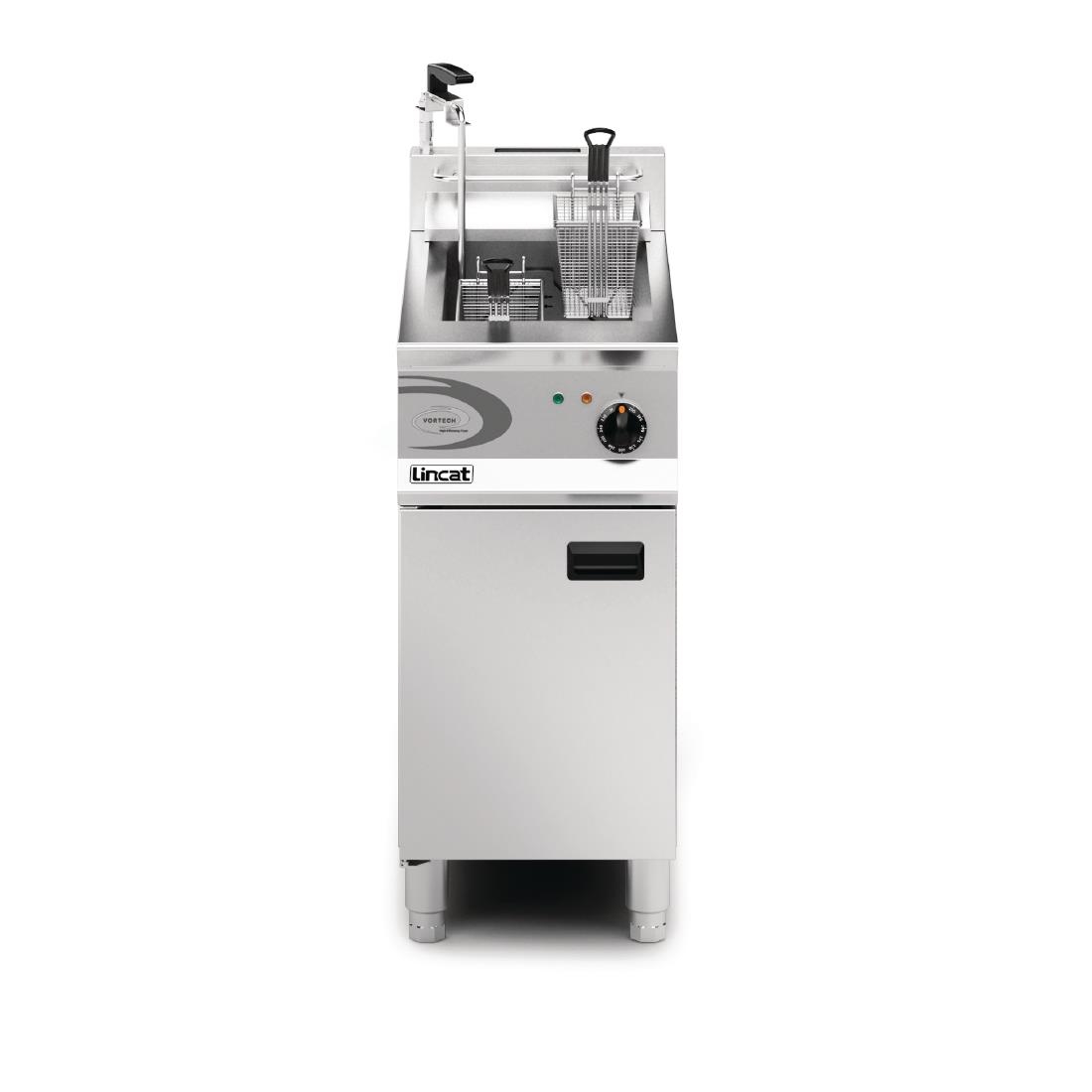 Lincat Vortech Single Tank Twin Basket Free Standing Natural Gas Filtration Fryer OG8115/OP - Image 2