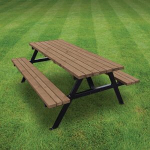 Bolero Steel Frame Wooden Picnic Bench 4ft