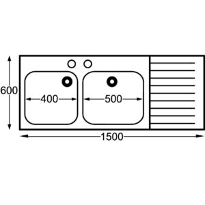 Franke Sissons Stainless Steel Double Sink Right Hand Drainer 1500x600mm