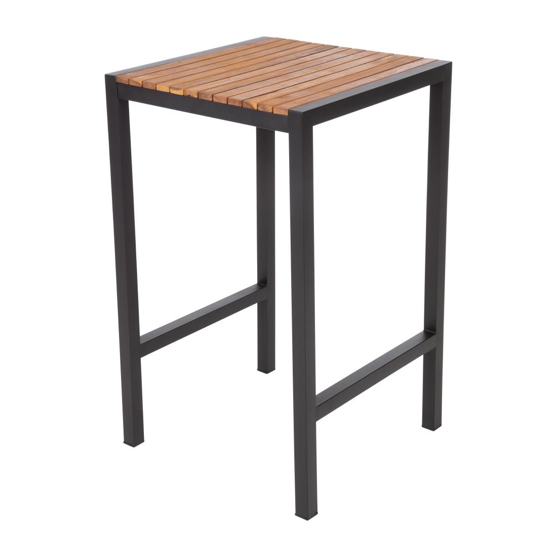 Bolero Square Steel and Acacia Bar Table 600mm - Image 2