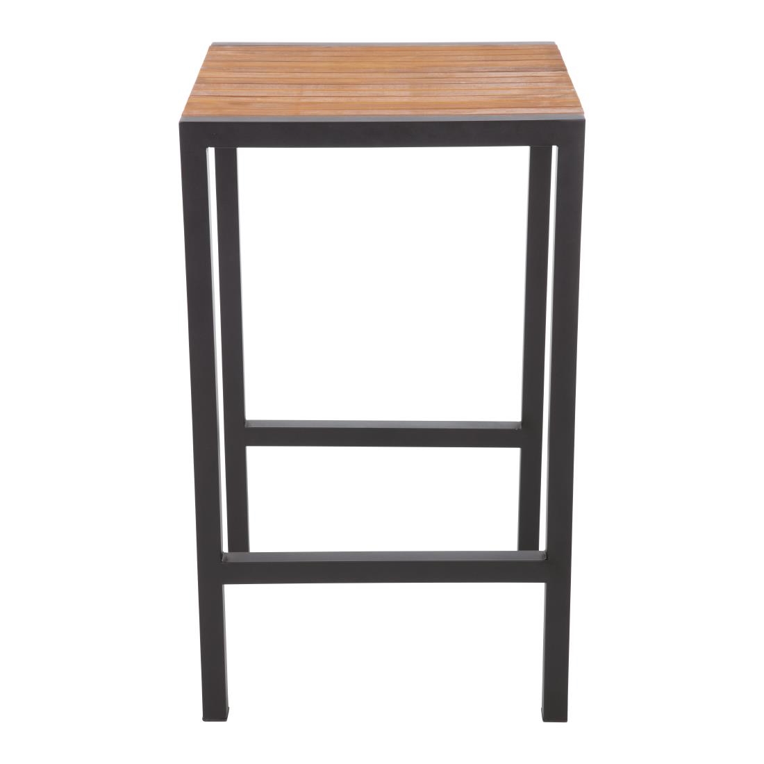 Bolero Square Steel and Acacia Bar Table 600mm - Image 4