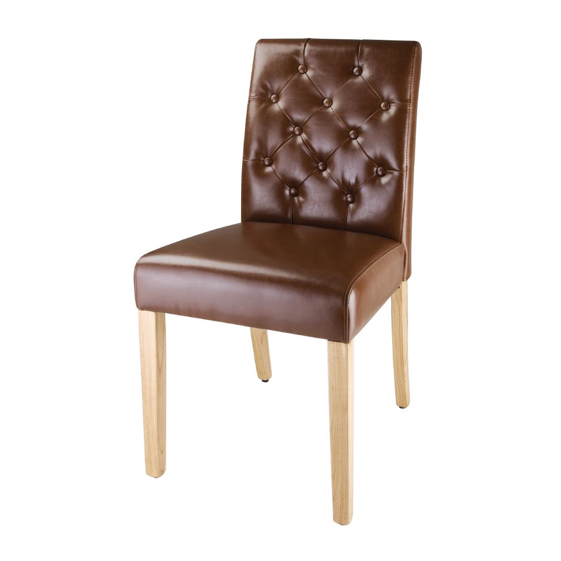 Bolero Chiswick Button Dining Chairs Tan Leather (Pack of 2) - Image 6