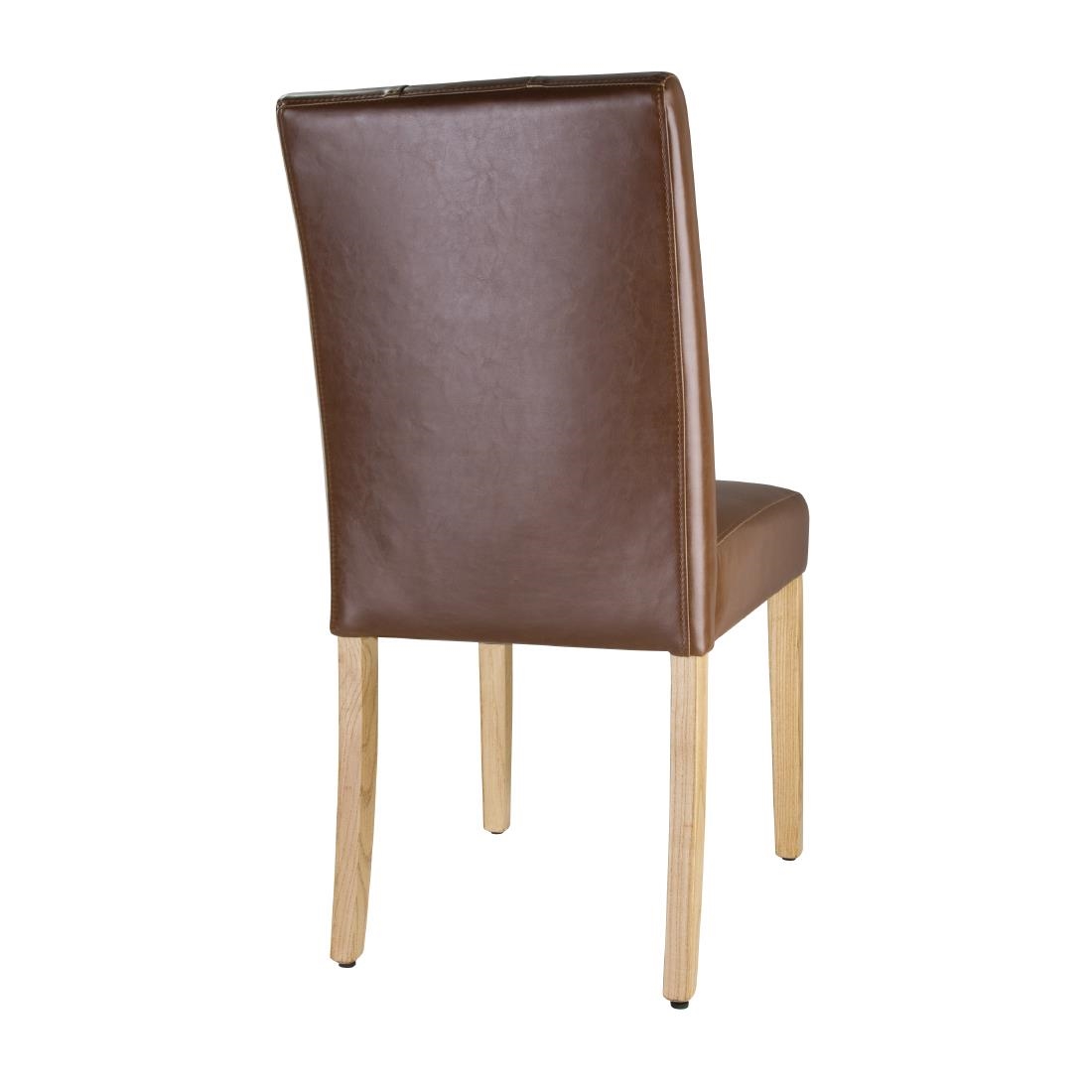 Bolero Chiswick Button Dining Chairs Tan Leather (Pack of 2) - Image 2